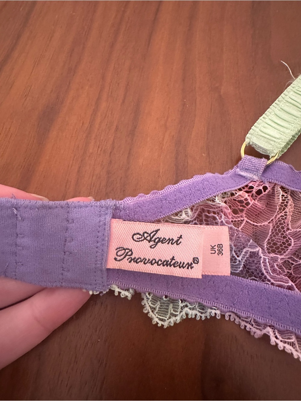 Agent Provocateur ‘Phoenix’ Collection Rainbow Pastel Lace Bra & Garter 36B/AP4 - Picture 6 of 11